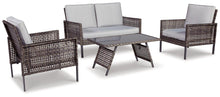 Load image into Gallery viewer, Lainey Two-tone Gray Outdoor Love/Chairs/Table Set (Set of 4) image
