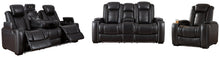 Load image into Gallery viewer, Party Time Midnight Power Reclining Sofa and Loveseat with Power Recliner image
