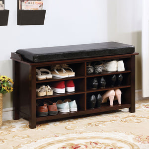 TARA Brown Cherry Shoe Rack Bench