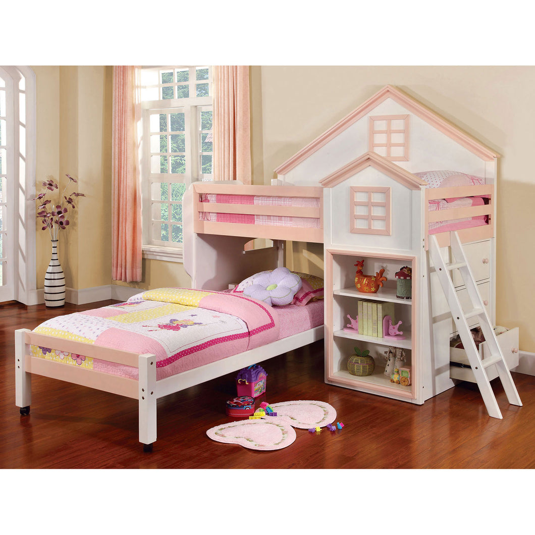 Citadel White/Pink Twin/Twin Loft Bed
