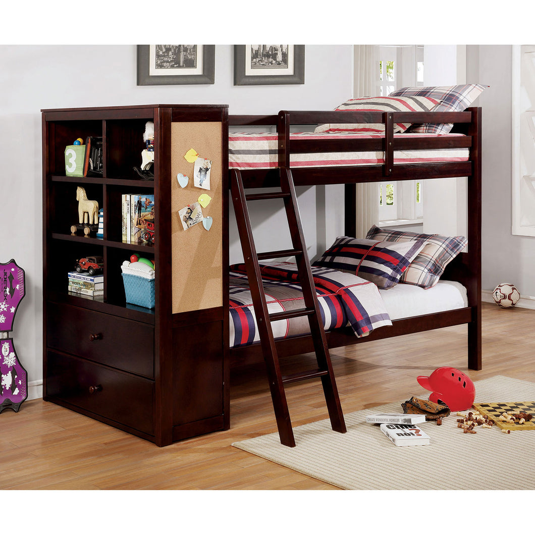 Athena Dark Walnut Twin/Twin w/ Bookcase