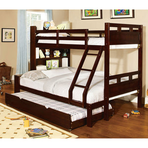 Fairfield Dark Walnut Twin/Full Bunk Bed w/ Book Shelf