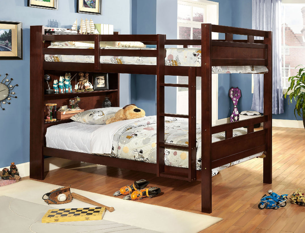 Fairfield Dark Walnut Twin/Twin Bunk Bed w/ Book Shelf