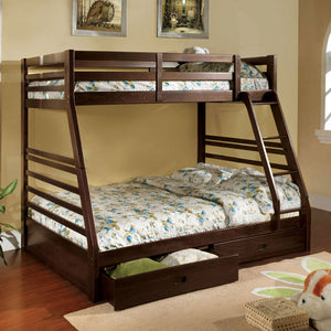 California III Dark Walnut Twin/Full Bunk Bed w/ 2 Drawers image