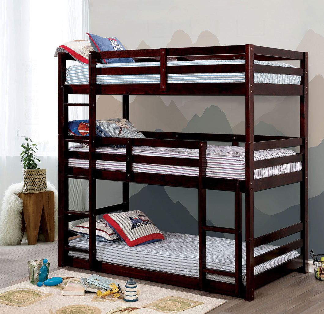 California V Dark Walnut Twin/Twin/Twin Bunk Bed