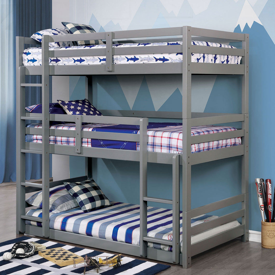 California V Gray Twin/Twin/Twin Bunk Bed