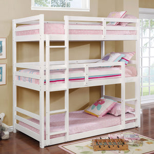 California V White Twin/Twin/Twin Bunk Bed