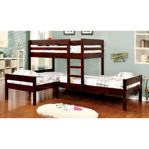 RANFORD Espresso Twin/Twin/Twin Bunk Bed