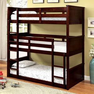 Therese Dark Walnut Twin Triple Decker Bed