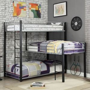 Aubrey Sand Black Twin Triple Decker Bed