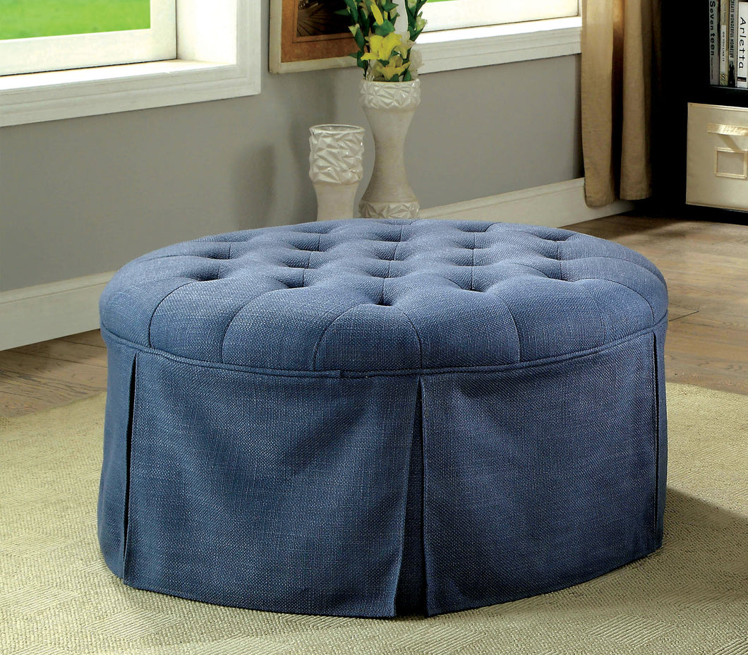 Claes Blue Round Ottoman