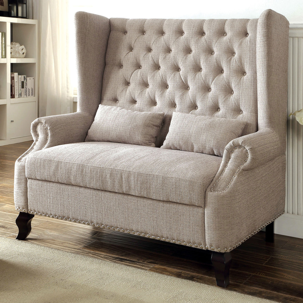 ALCACER Beige Love Seat Bench