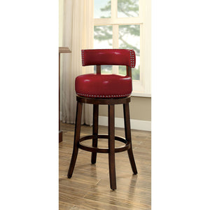 SHIRLEY Dark Oak/Red 24" Bar Stool