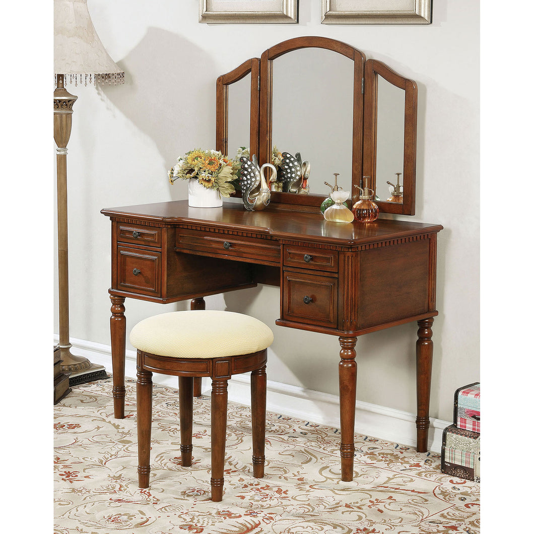 Natalia Brown Cherry Vanity w/ Stool