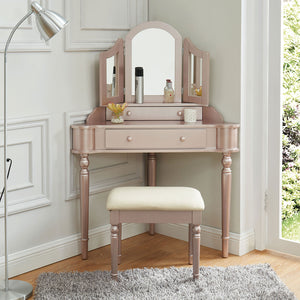 Kasey Rose Pink Vanity w/ Stool image