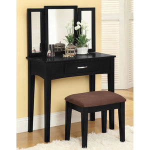 Potterville Black Vanity Table w/ Stool