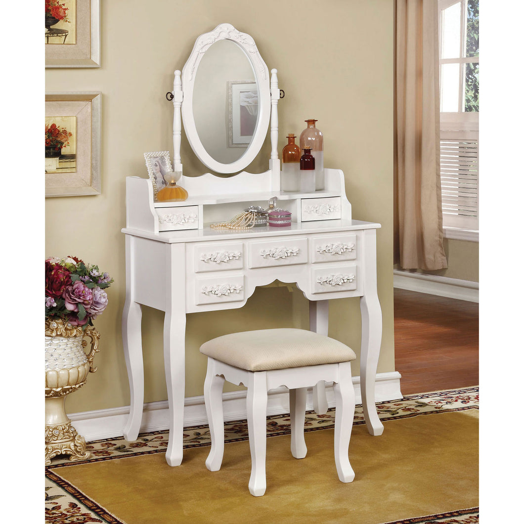 Harriet White Vanity w/ Stool