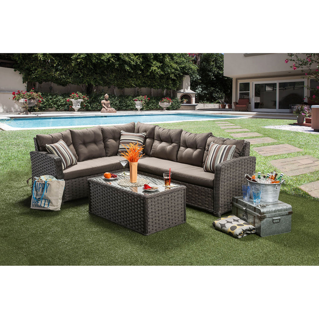 MOURA Mocha Patio Sectional + Table