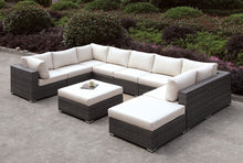 Load image into Gallery viewer, Somani Light Gray Wicker/Ivory Cushion U-Sectional + Ottoman image
