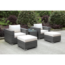 Load image into Gallery viewer, Somani Light Gray Wicker/Ivory Cushion 2 Chairs + 2 Ottomans + End Table image
