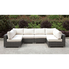 Load image into Gallery viewer, Somani Light Gray Wicker/Ivory Cushion U-Sectional image
