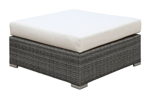 SOMANI Light Gray Wicker/Ivory Cushion Large Ottoman