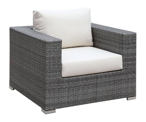 SOMANI Light Gray Wicker/Ivory Cushion Arm Chair