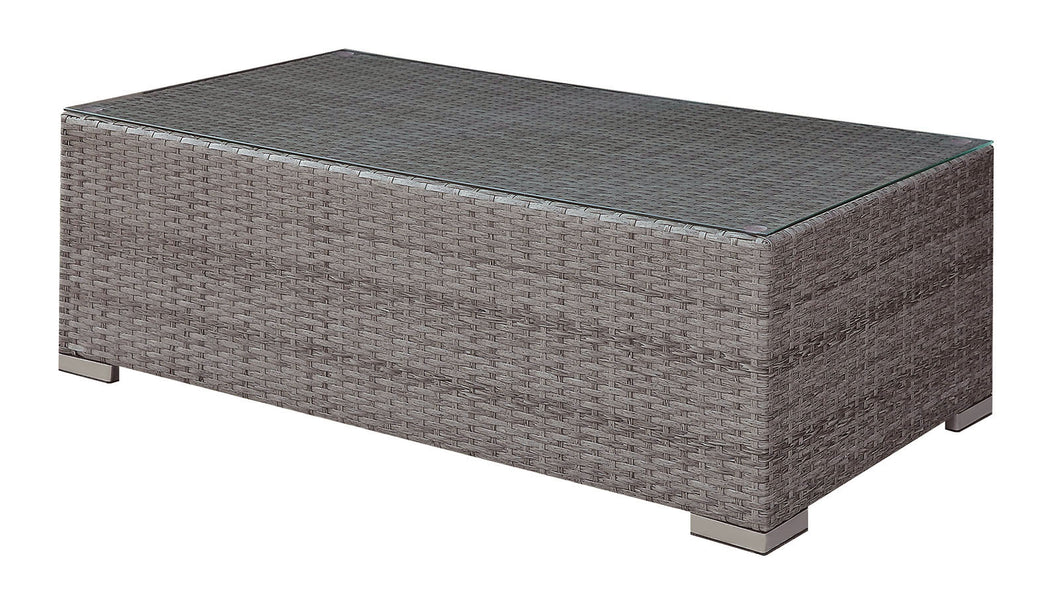 SOMANI Light Gray Wicker/Ivory Cushion Coffee Table