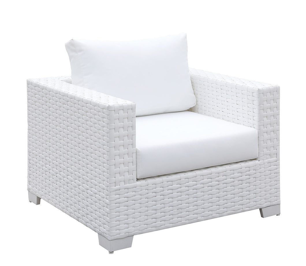 Somani White Wicker/White Cushion Arm Chair