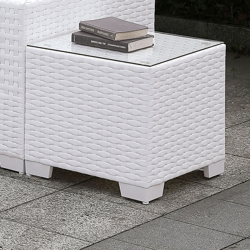 Somani White Wicker/White Cushion End Table