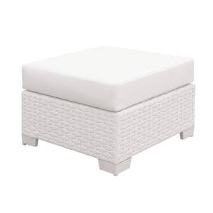 Somani White Wicker/White Cushion Small Ottoman