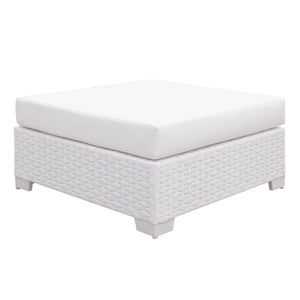 Somani White Wicker/White Cushion Ottoman