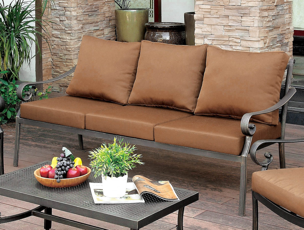 BONQUESHA I Brown/Distressed Black Patio Sofa