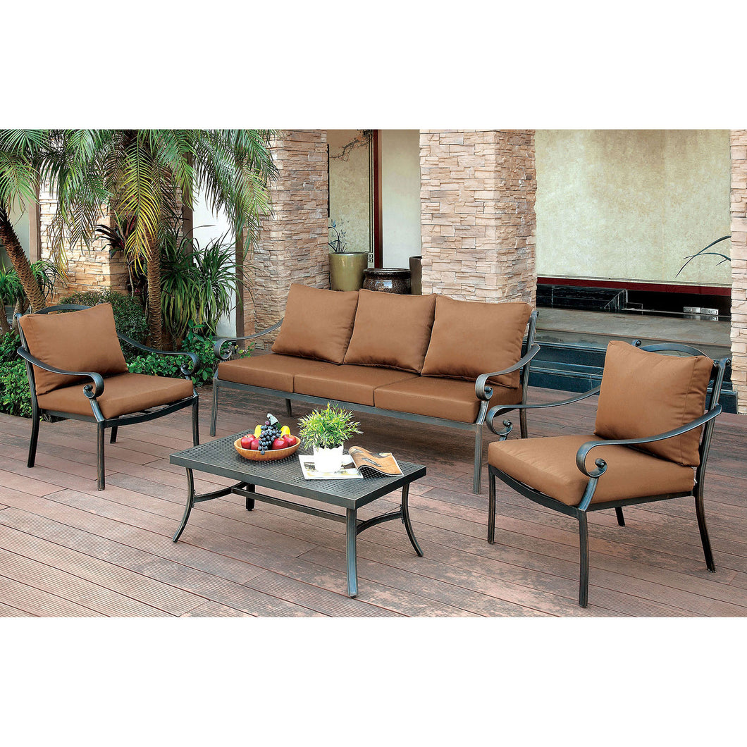 BONQUESHA I Brown/Distressed Black 4 Pc. Patio Set