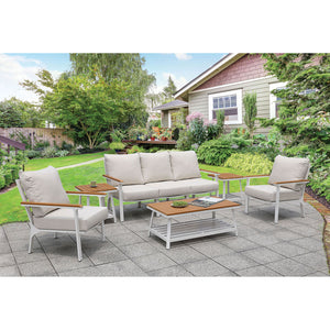 Anishan White/Oak 6 Pc. Patio Set