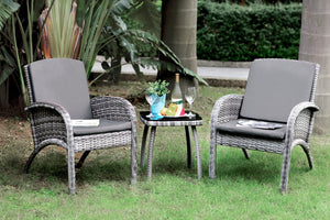 Juno Gray Wicker/Gray Cushion/Black Top 3 Pc. Patio Set