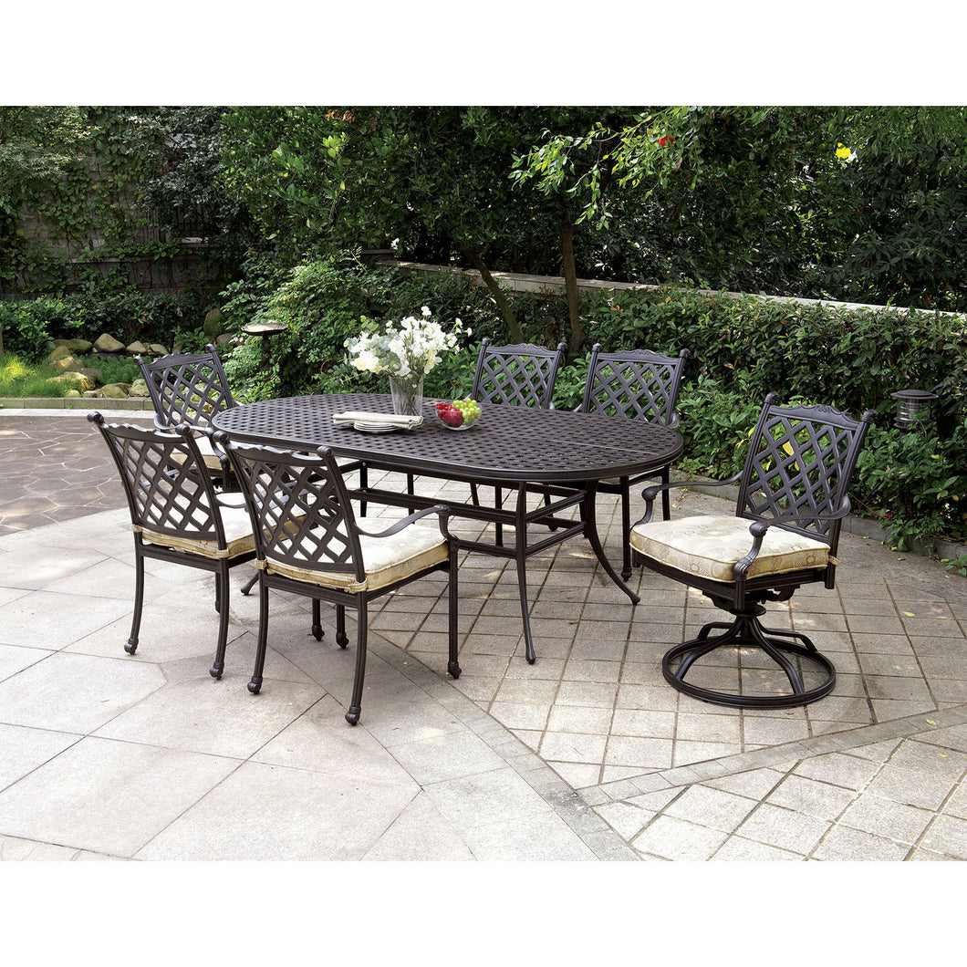 CHIARA I Bronze Oval Patio Dining Table