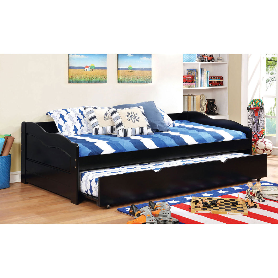 SUNSET Black Daybed w/ Trundle, Black