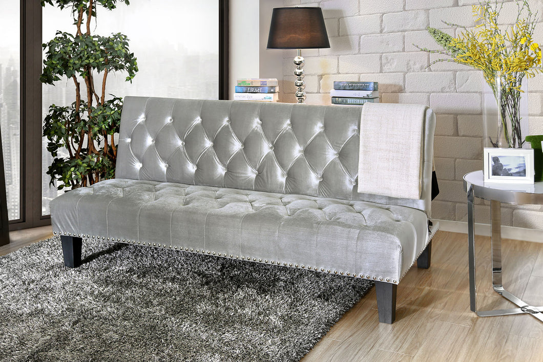 Cootehill Gray/Espresso Futon Sofa, Gray