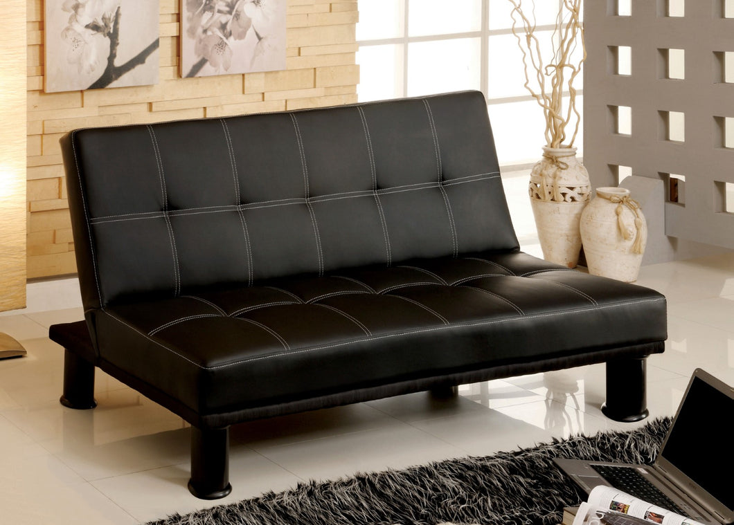 Quinn Black Leatherette Futon Sofa