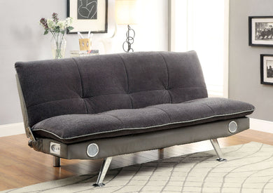 GALLAGHER Gray/Chrome Futon Sofa, Gray image