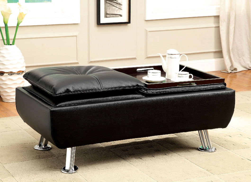 HAUSER II Black/Chrome Ottoman, Black