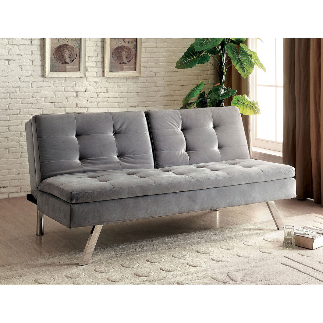 VALIER Light Gray Split-Back Futon Sofa, Gray