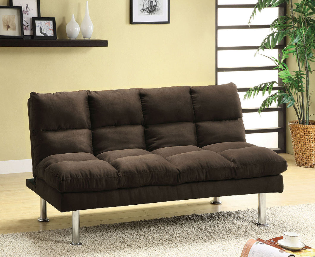 Saratoga Espresso/Chrome Microfiber Futon Sofa Espresso