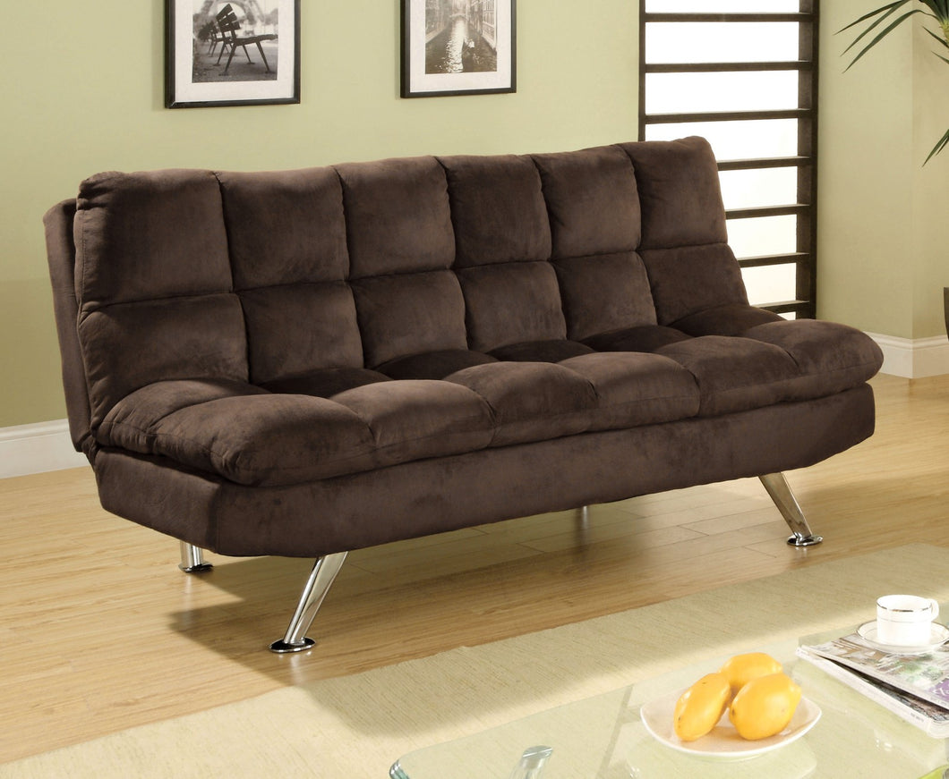 Cocoa Beach Brown/Chrome Elephant Skin Microfiber Futon Sofa