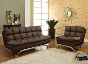 Aristo Dark Brown Futon Sofa + Chairs