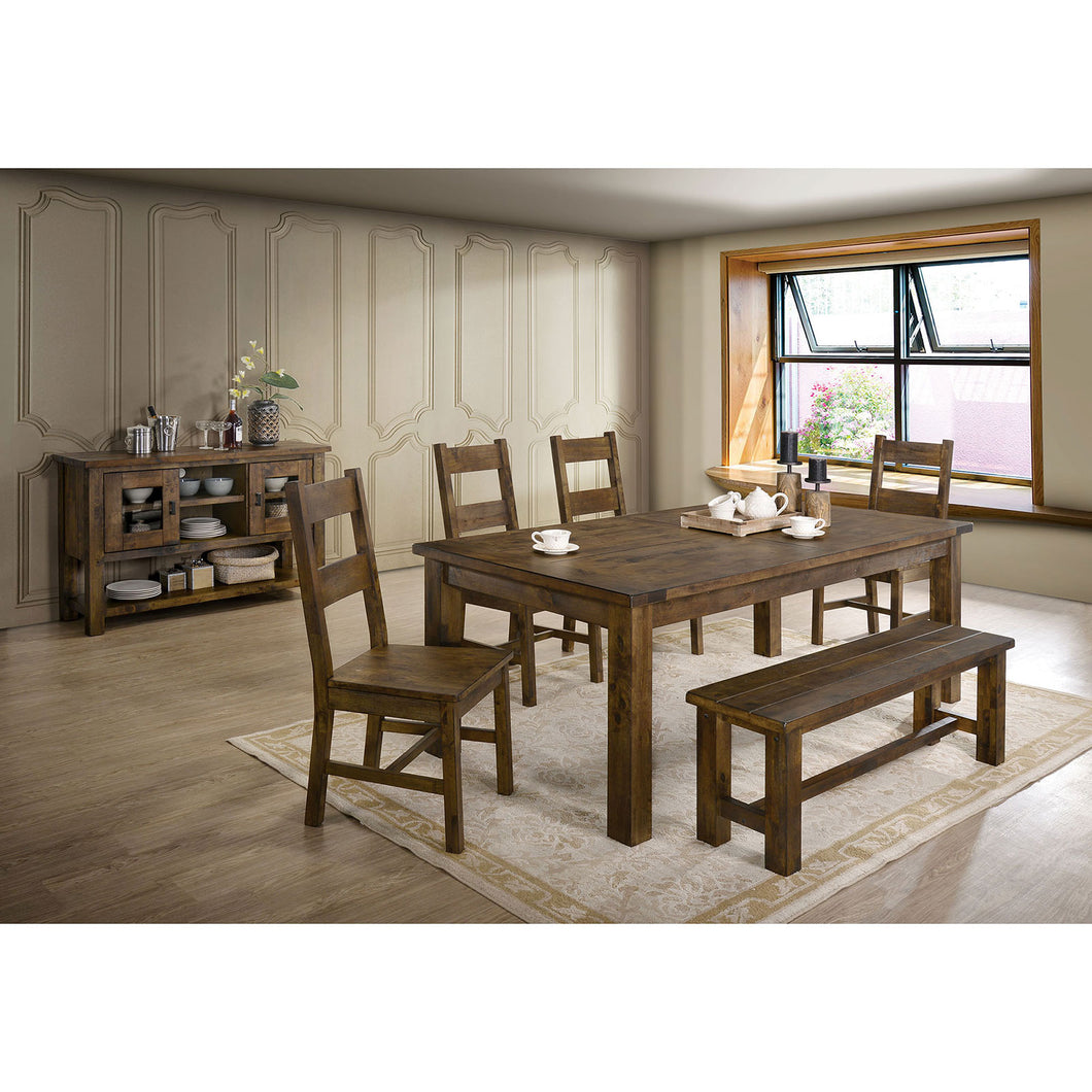 Kristen Rustic Oak 6 Pc. Dining Table Set w/ Bench