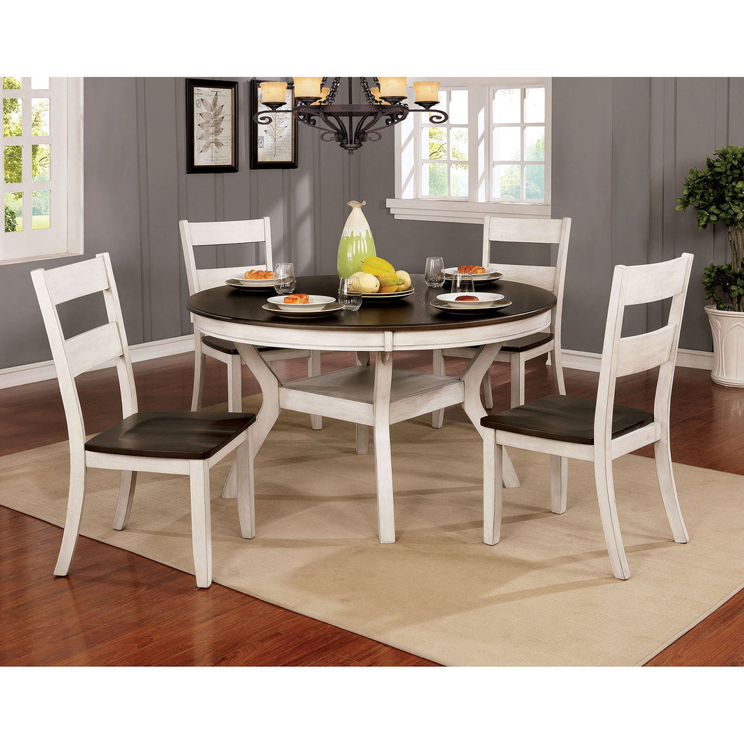 Juniper Antique White/Dark Oak Round Dining Table