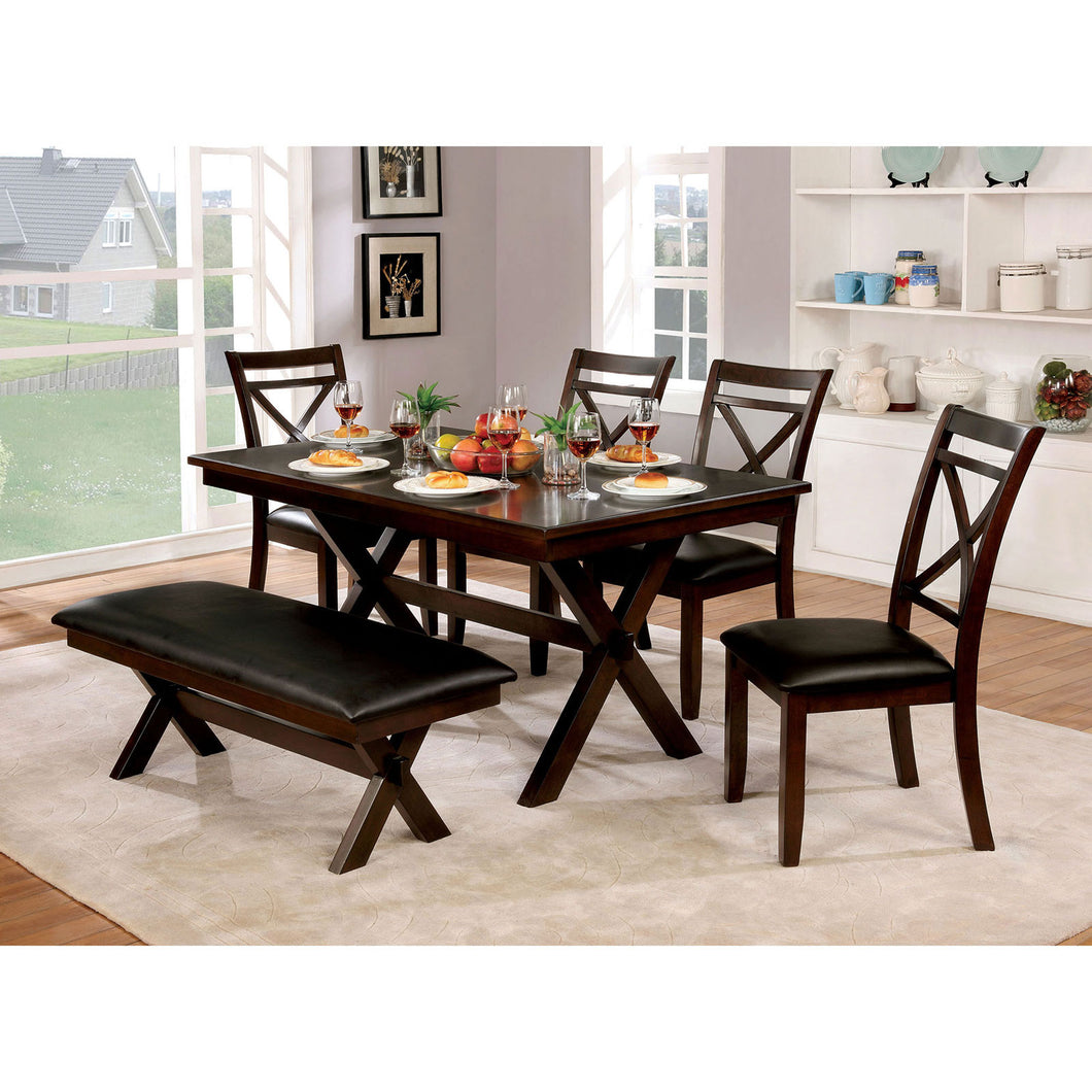 Jolie Dark Cherry 6 Pc. Dining Table Set w/ Bench