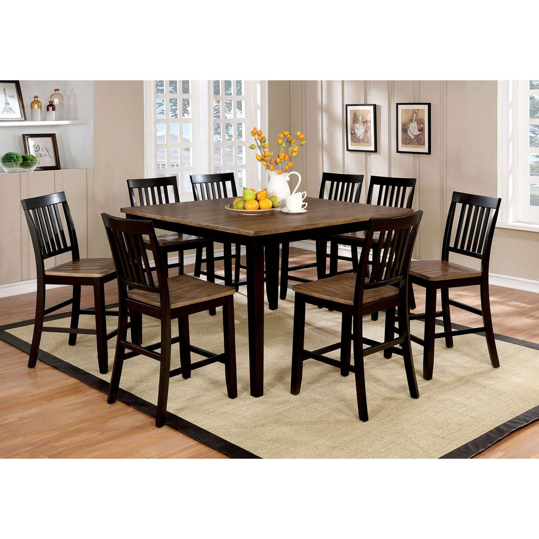 Izidora Rustic Oak/Espresso 9 Pc. Dining Table Set